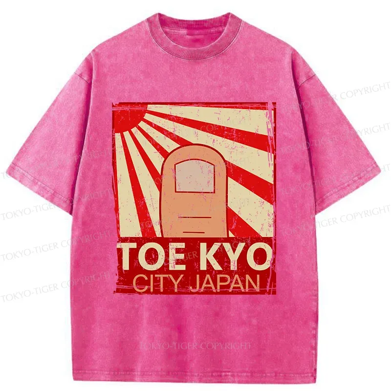 Tokyo-Tiger Toe Kyo Funny Washed T-Shirt