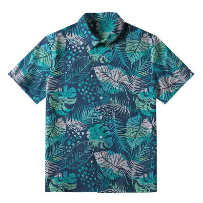 Tokyo-Tiger Intense Jungle Leaf Button-up Shirt
