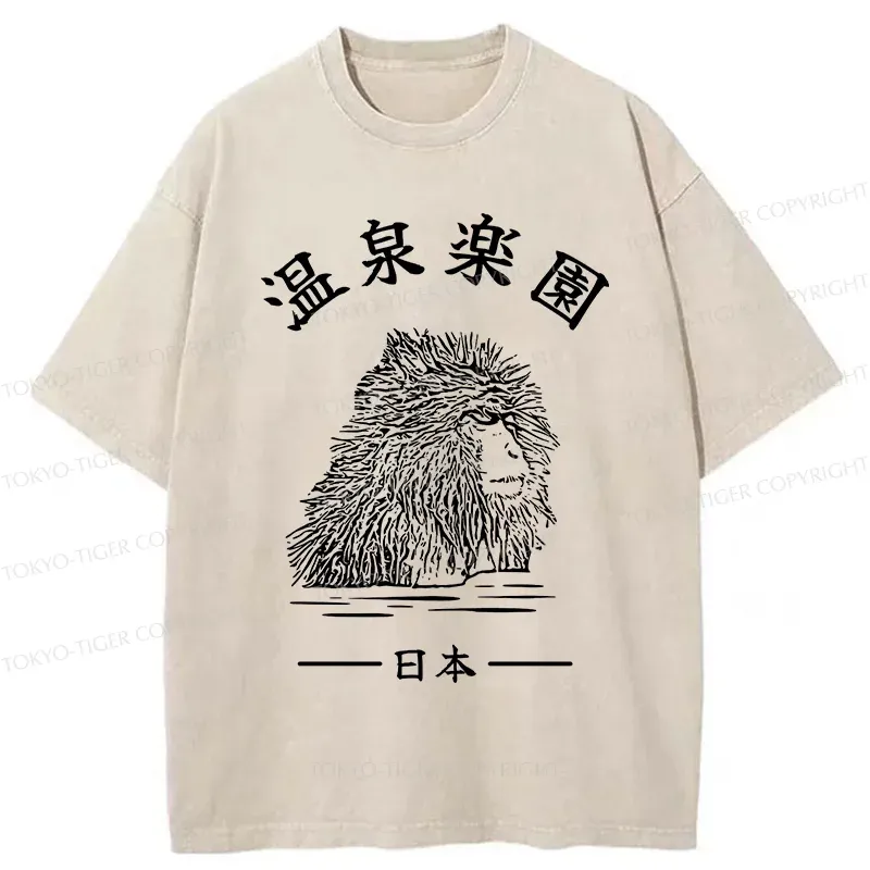 Tokyo-Tiger Hot Spring Monkey Washed T-Shirt