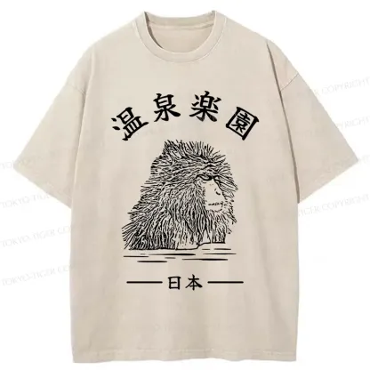 Tokyo-Tiger Hot Spring Monkey Washed T-Shirt