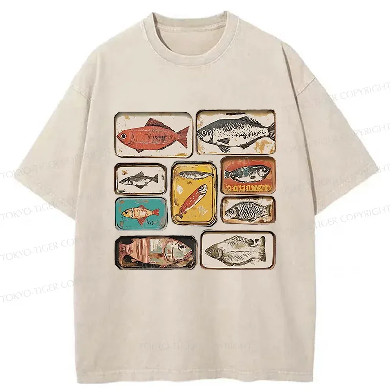 Tokyo-Tiger Vintage Canned Fish Washed T-Shirt