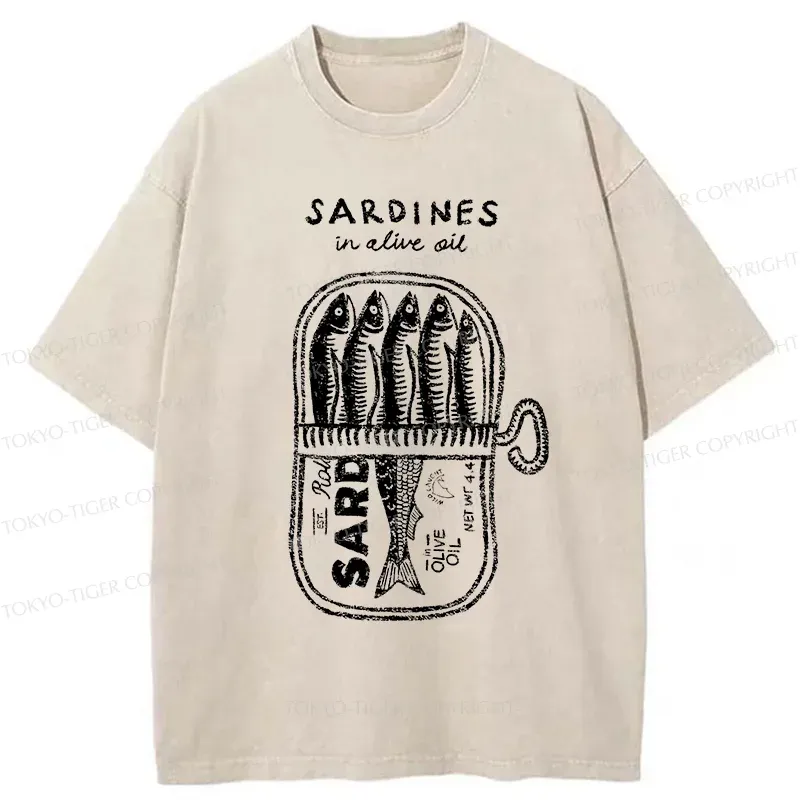 Tokyo-Tiger Canned Sardines Washed T-Shirt