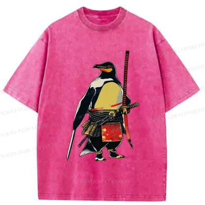 Tokyo-Tiger Samurai Penguin Washed T-Shirt