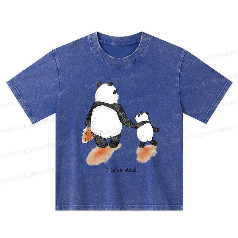 Tokyo-Tiger I Love My Father Kids Washed T-Shirt