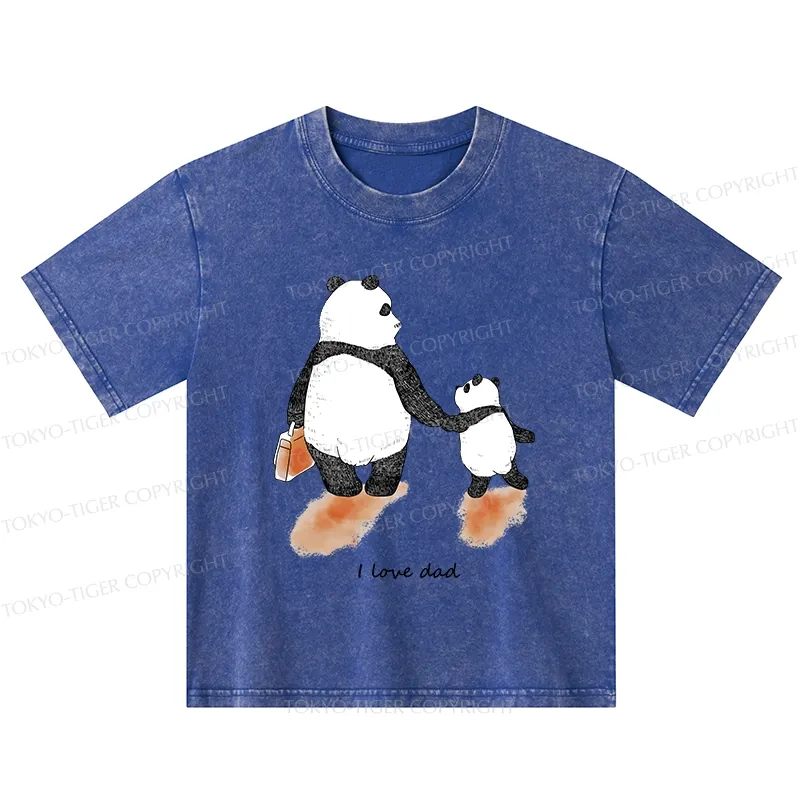 Tokyo-Tiger I Love My Father Kids Washed T-Shirt