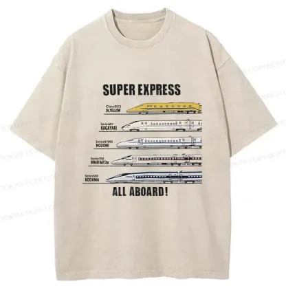 Tokyo-Tiger Japan Shinkansen Kanji Washed T-Shirt