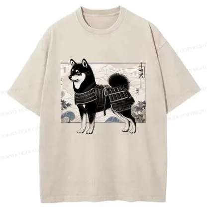 Tokyo-Tiger Cute Japanese Shiba Inu Washed T-Shirt