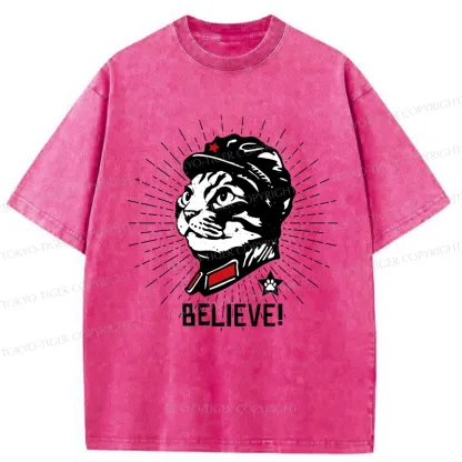 Tokyo-Tiger Trust Cat Chairman Washed T-Shirt