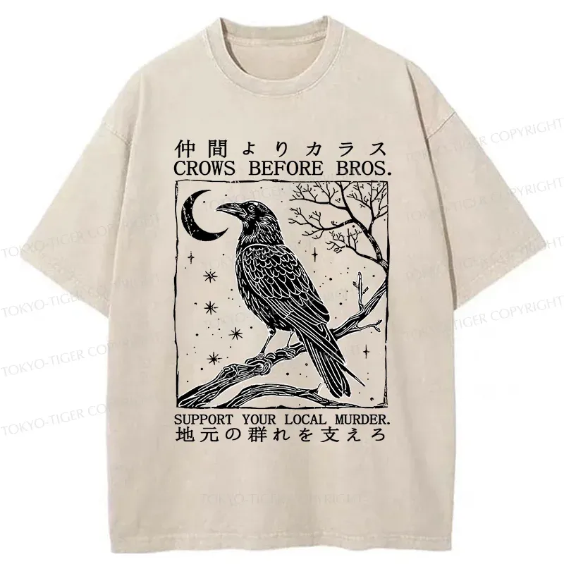 Tokyo-Tiger Funny Crow Washed T-Shirt