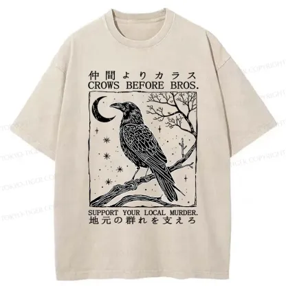 Tokyo-Tiger Funny Crow Washed T-Shirt