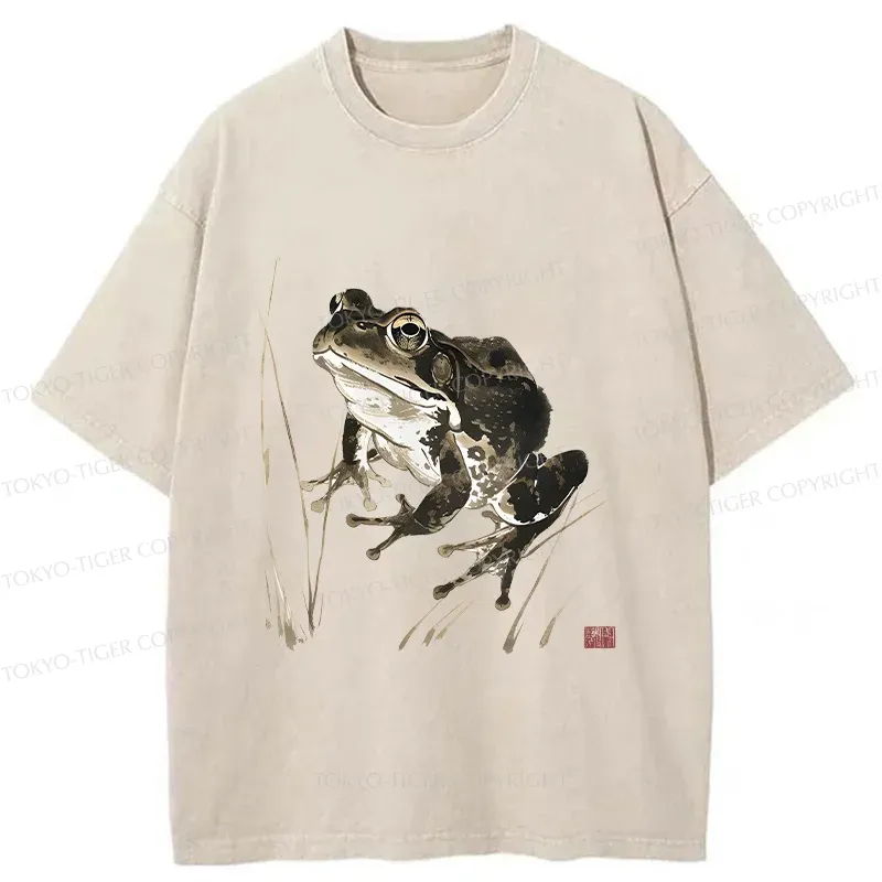 Tokyo-Tiger Japanese Retro Field Frog Washed T-Shirt