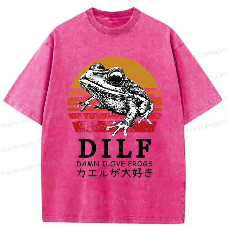 Tokyo-Tiger Funny Frog Lover Washed T-Shirt