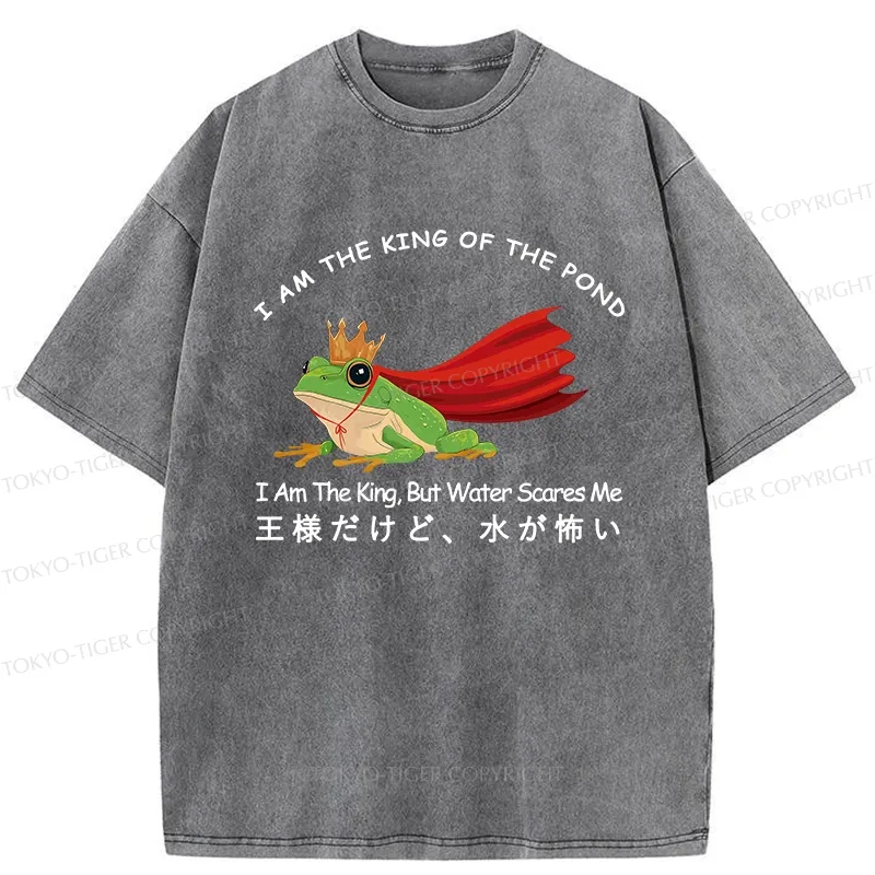 Tokyo-Tiger Frog King Afraid Of Water Washed T-Shirt