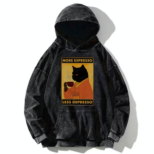 Image of Tokyo-Tiger Increase Espresso Decrease Distress Washed Hoodie