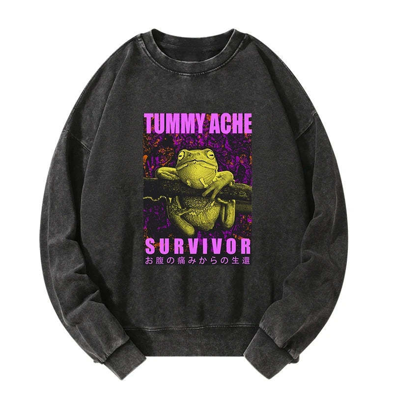Tokyo-Tiger A Frog With Stomachache Washed Sweatshirt
