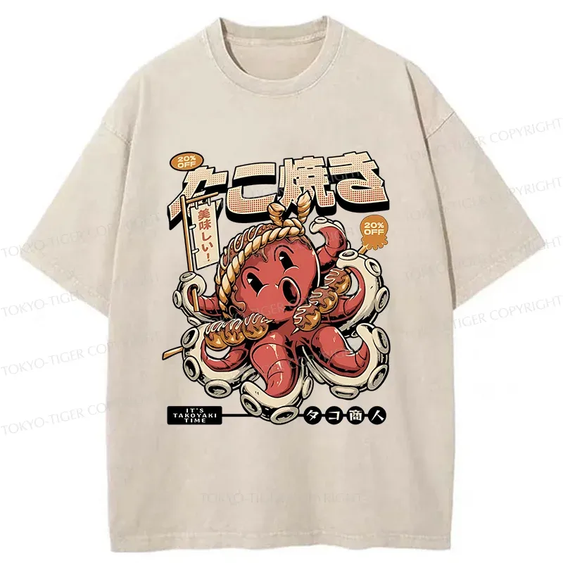 Tokyo-Tiger Delicious Octopus Balls Washed T-Shirt