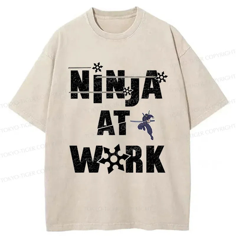 Tokyo-Tiger Funny Ninja Washed T-Shirt
