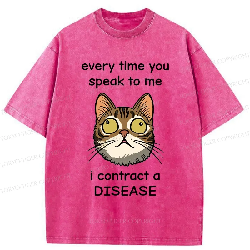 Tokyo-Tiger Funny Cat Rolling Eyes Washed T-Shirt