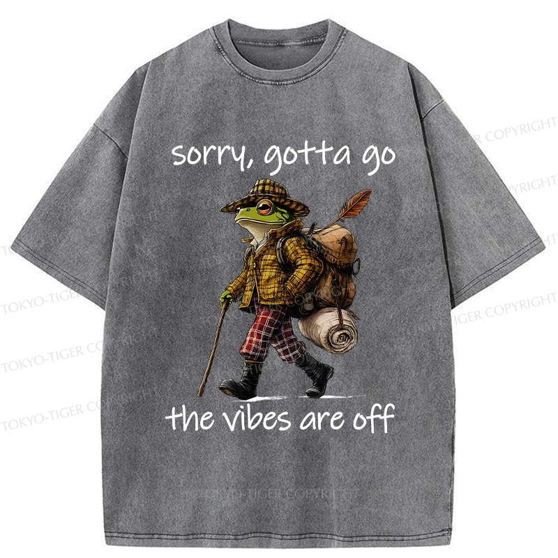 Tokyo-Tiger Funny Frog Walks Away Washed T-Shirt