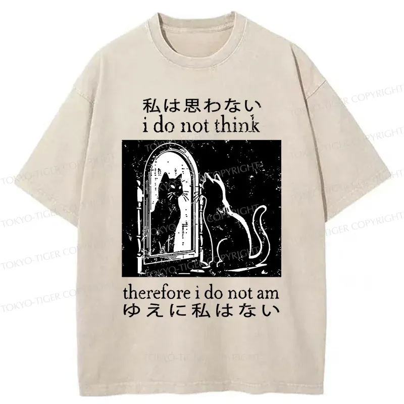 Tokyo-Tiger Thinking Black Cat Washed T-Shirt