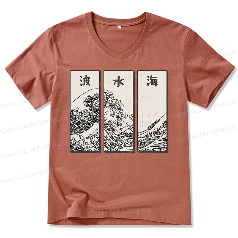 Tokyo-Tiger Japanese Art Wave V-Neck Classic T-Shirt