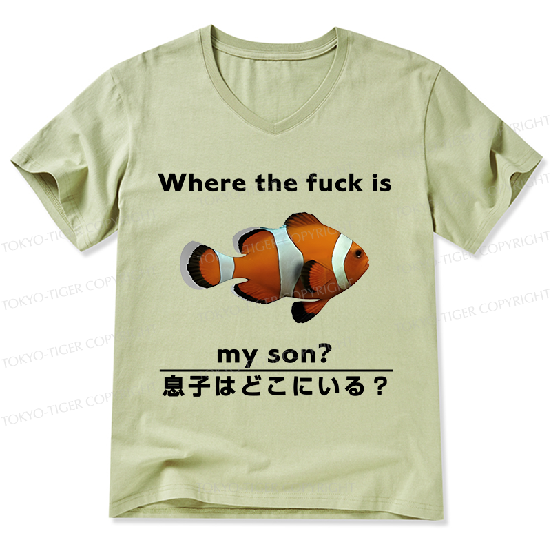 Tokyo-Tiger Fish Looking For Son V-Neck Classic T-Shirt