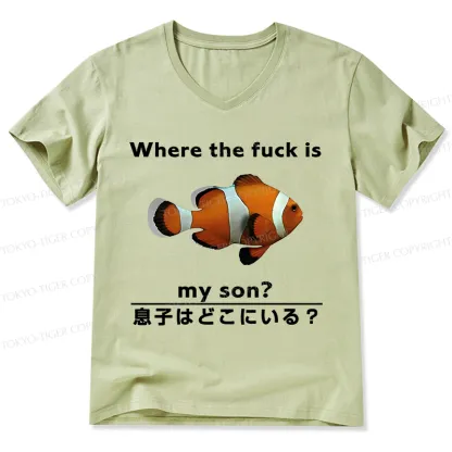Tokyo-Tiger Fish Looking For Son V-Neck Classic T-Shirt