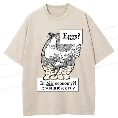 Tokyo-Tiger Funny Eggs Washed T-Shirt