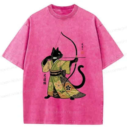 Tokyo-Tiger Japan Cat Archery Washed T-Shirt