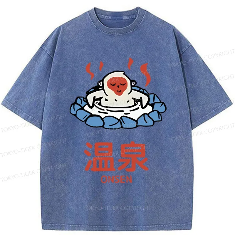 Tokyo-Tiger Hot Spring Japanese Monkey Washed T-Shirt