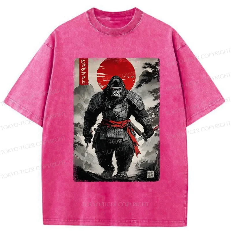 Tokyo-Tiger Retro Bigfoot Samurai Washed T-Shirt