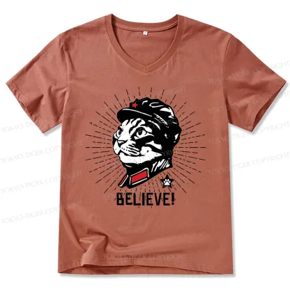 Tokyo-Tiger Trust Cat Chairman V-Neck Classic T-Shirt