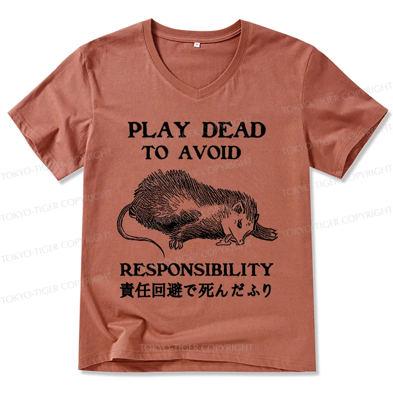 Tokyo-Tiger Play Dead To Avoid Responsibility V-Neck Classic T-Shirt