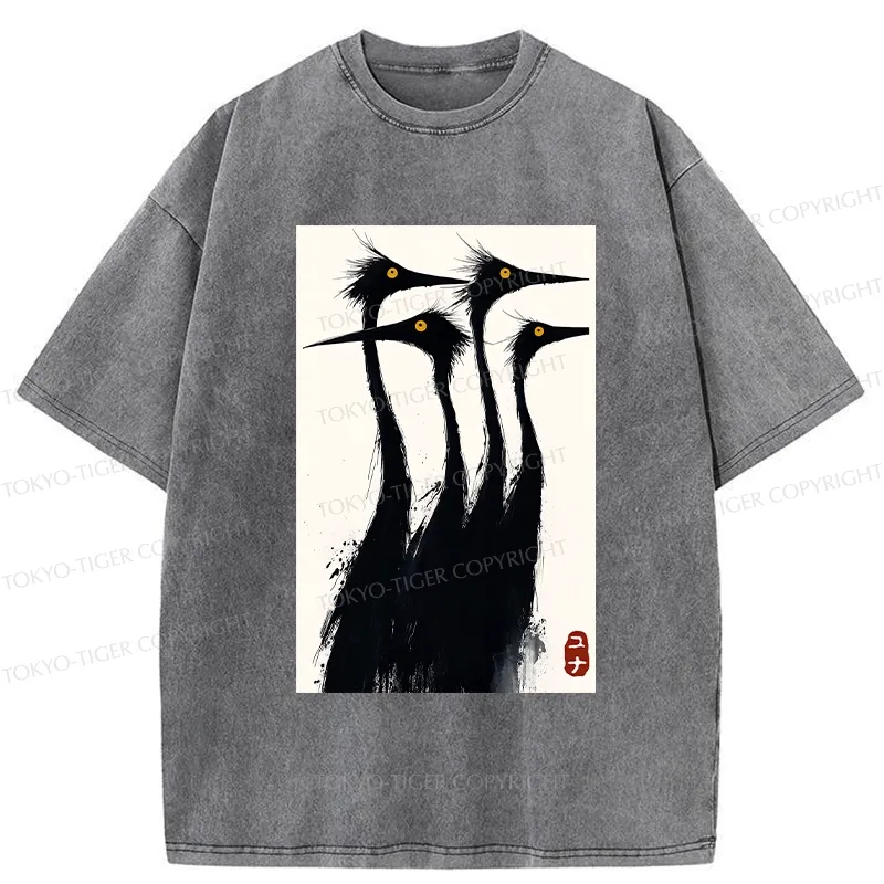Tokyo-Tiger Vintage Japanese Crane Washed T-Shirt