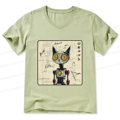 Tokyo-Tiger Robot Cat V-Neck Classic T-Shirt