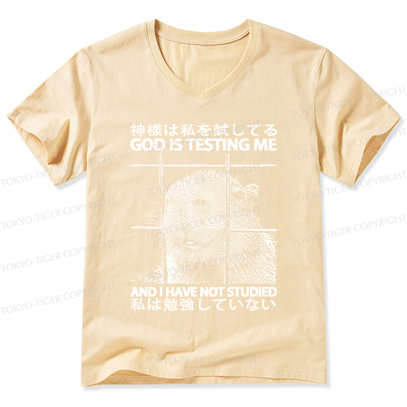 Tokyo-Tiger God Is Testing Me V-Neck Classic T-Shirt