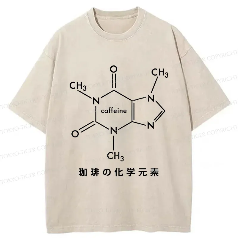 Tokyo-Tiger Chemical Elements Of Coffee Washed T-Shirt