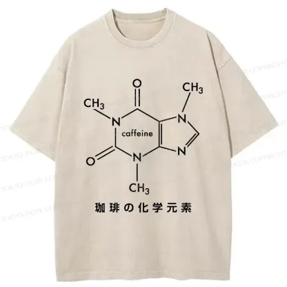 Tokyo-Tiger Chemical Elements Of Coffee Washed T-Shirt