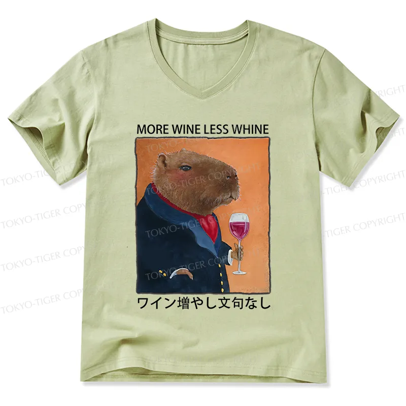 Tokyo-Tiger Capybara More Wine Less Whine V-Neck Classic T-Shirt