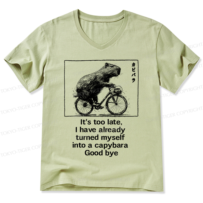 Tokyo-Tiger Funny Capybara Riding A Bicycle V-Neck Classic T-Shirt