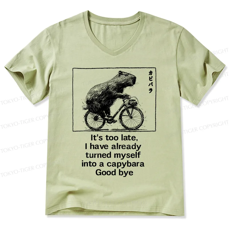 Tokyo-Tiger Funny Capybara Riding A Bicycle V-Neck Classic T-Shirt