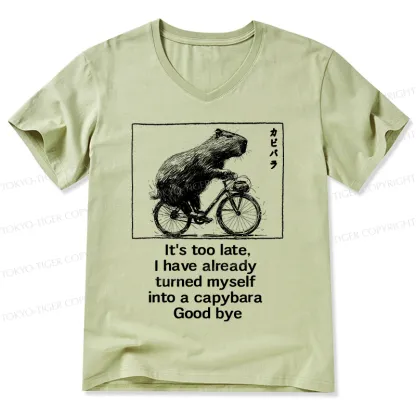 Tokyo-Tiger Funny Capybara Riding A Bicycle V-Neck Classic T-Shirt