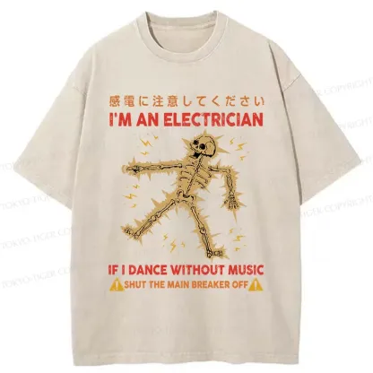 Tokyo-Tiger Dancing Electrician Washed T-Shirt