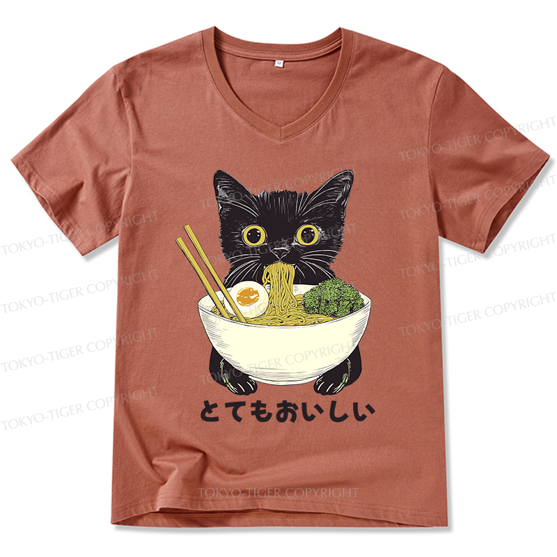 Tokyo-Tiger Ramen Lover Cute Cat V-Neck Classic T-Shirt