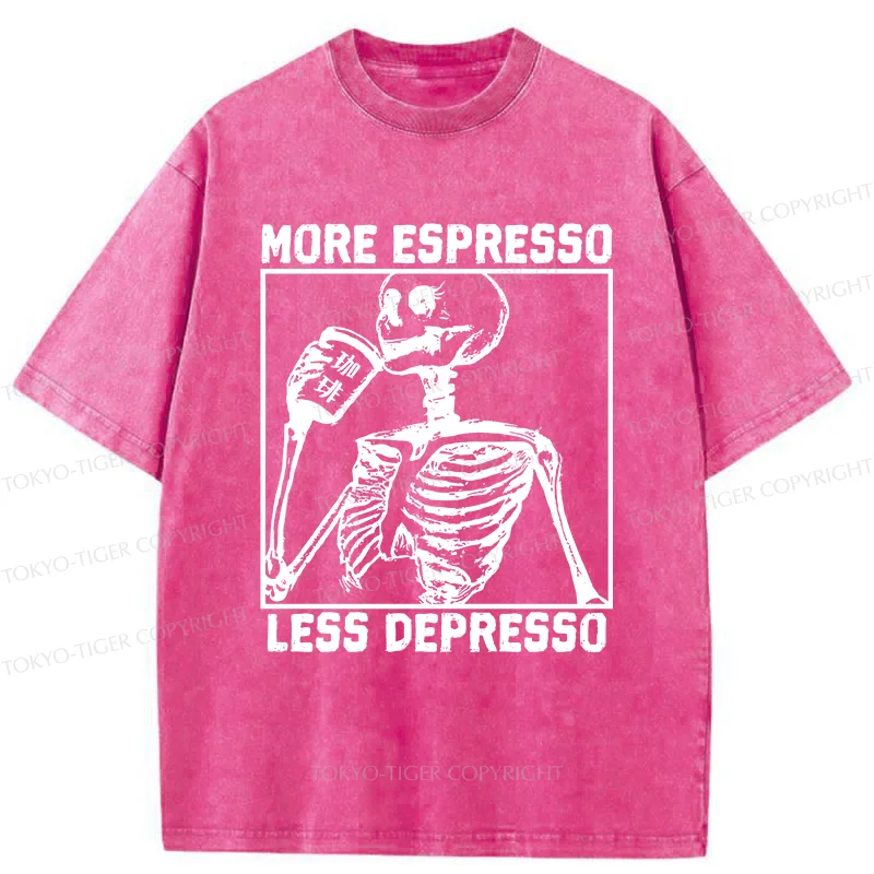 Tokyo-Tiger Skeleton Drinking Coffee Washed T-Shirt