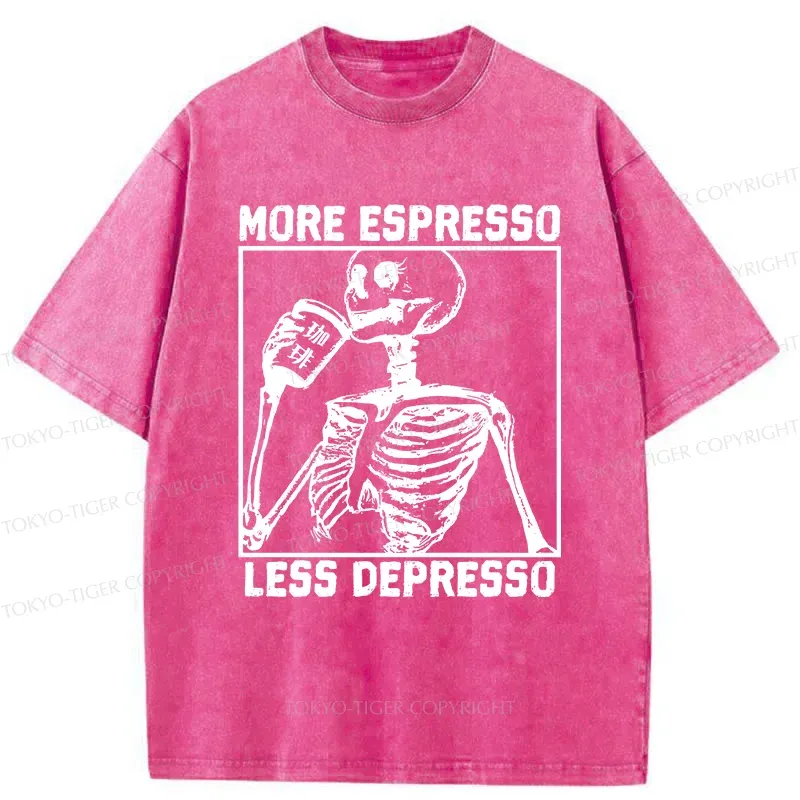 Tokyo-Tiger Skeleton Drinking Coffee Washed T-Shirt