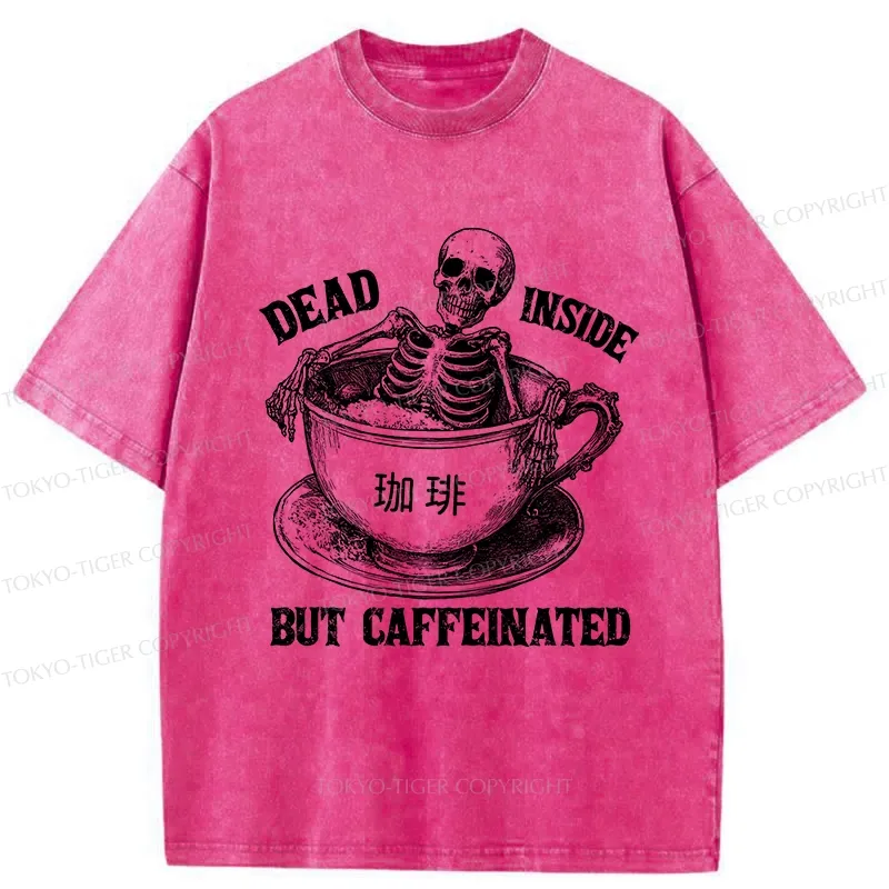Tokyo-Tiger Funny Skeleton In Coffee Washed T-Shirt