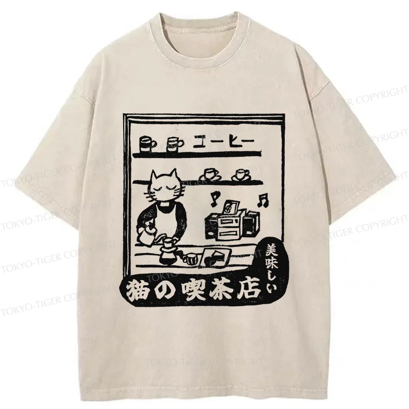 Tokyo-Tiger Cat's Teahouse Washed T-Shirt