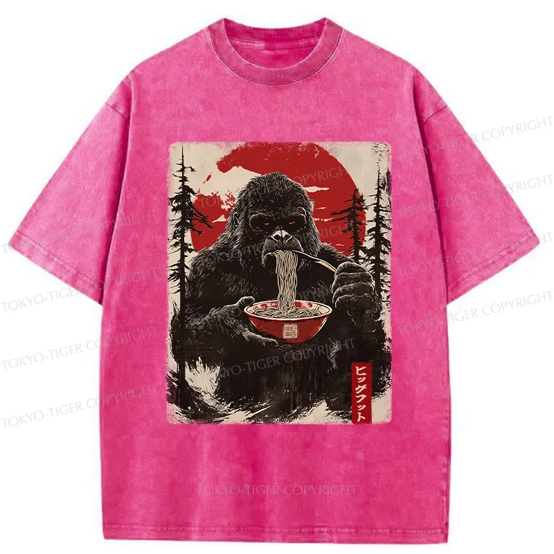 Tokyo-Tiger Ramen Lover Bigfoot Washed T-Shirt