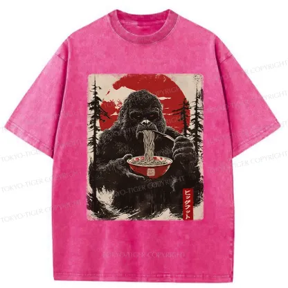 Tokyo-Tiger Ramen Lover Bigfoot Washed T-Shirt
